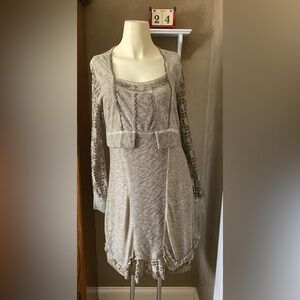 S&C Sweater Womens chic lace detail dress Cotton blend long sleeves size Large